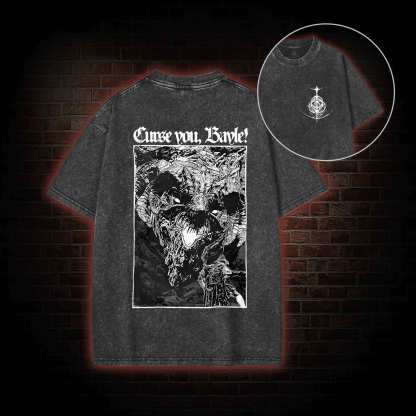 Curse You Bayle!s Back Print Washed T-shirt