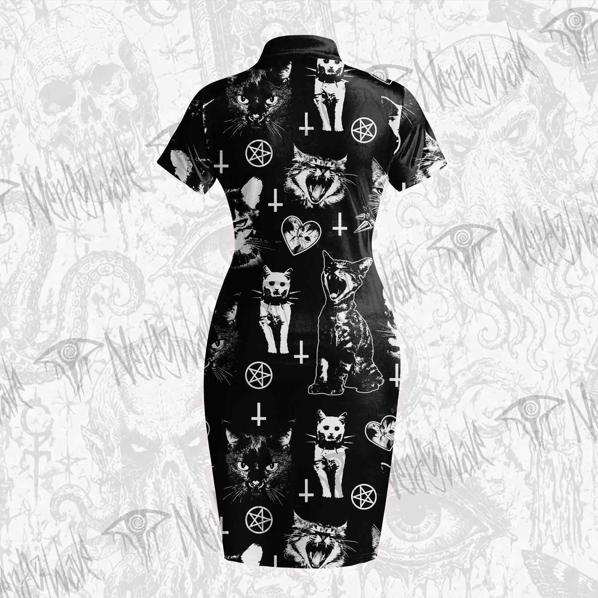 Cats Velvet Mini Dress