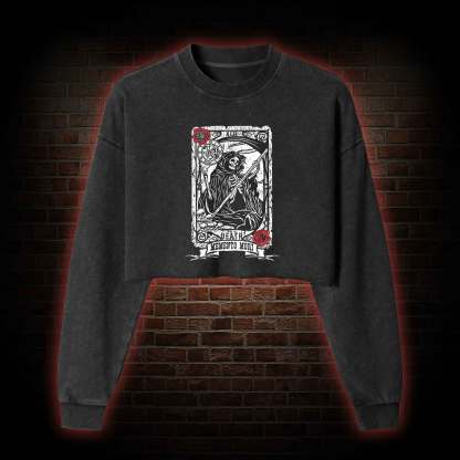 Memento Mori Washed Cropped Sweatshirts