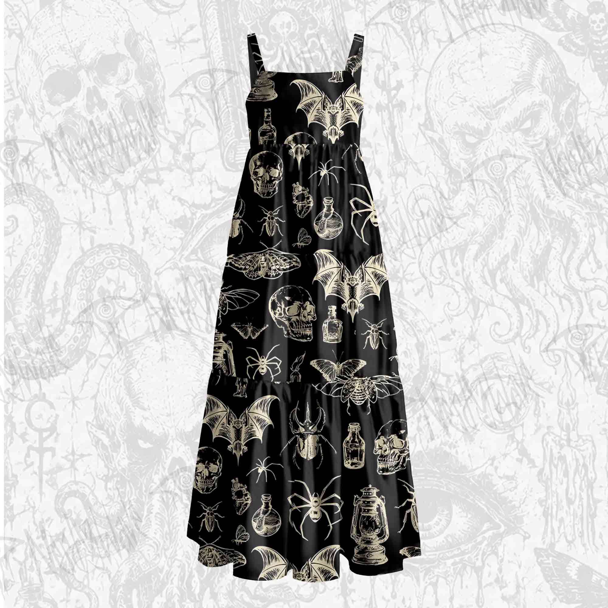 Beetles and Vintage Lanterns Wide Straps Maxi Dress