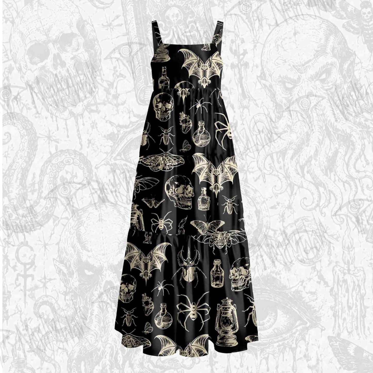 Beetles and Vintage Lanterns Wide Straps Maxi Dress
