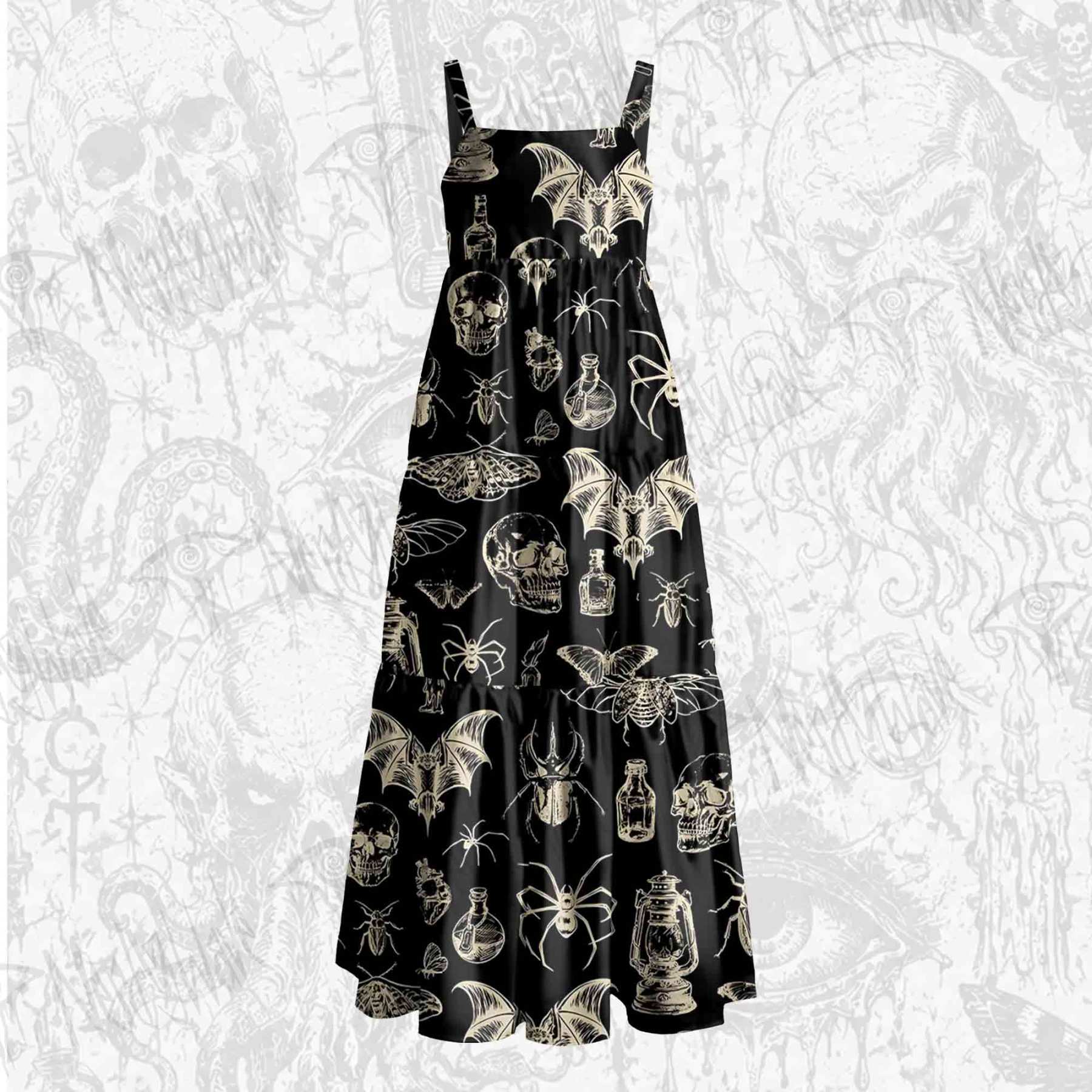 Beetles and Vintage Lanterns Wide Straps Maxi Dress