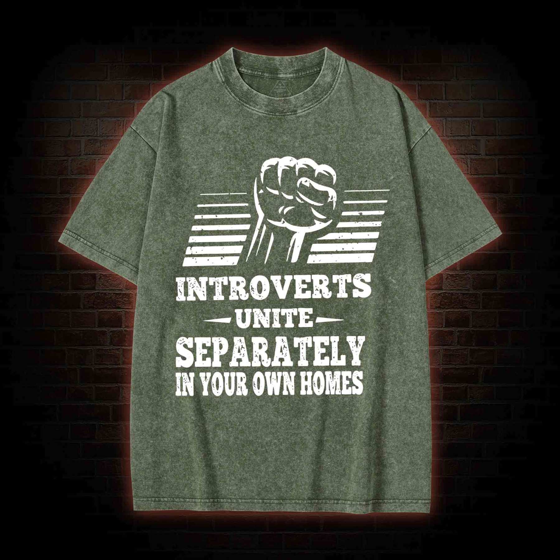 Introverts Unite Separately In Your Own Homes Washed T-shirt