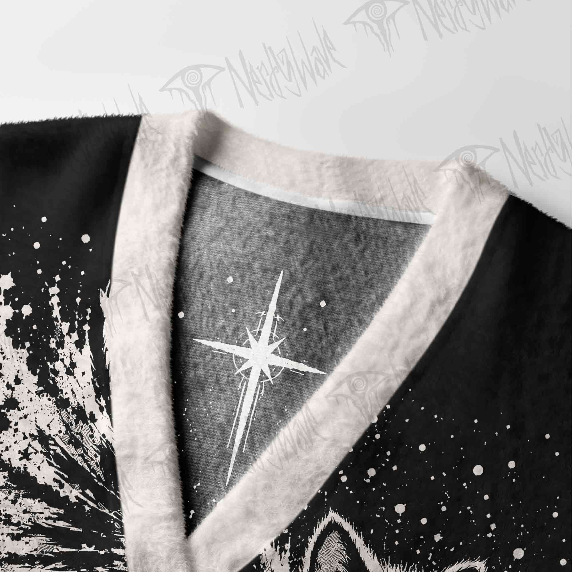 Cosmic Black Cat Cardigan Sweater