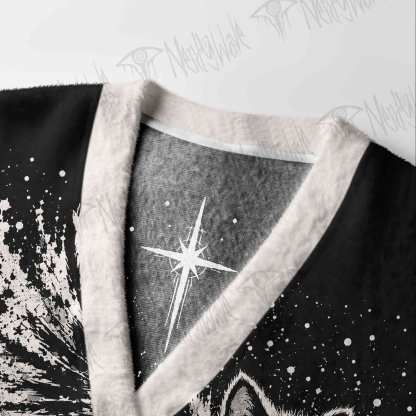 Cosmic Black Cat Cardigan Sweater