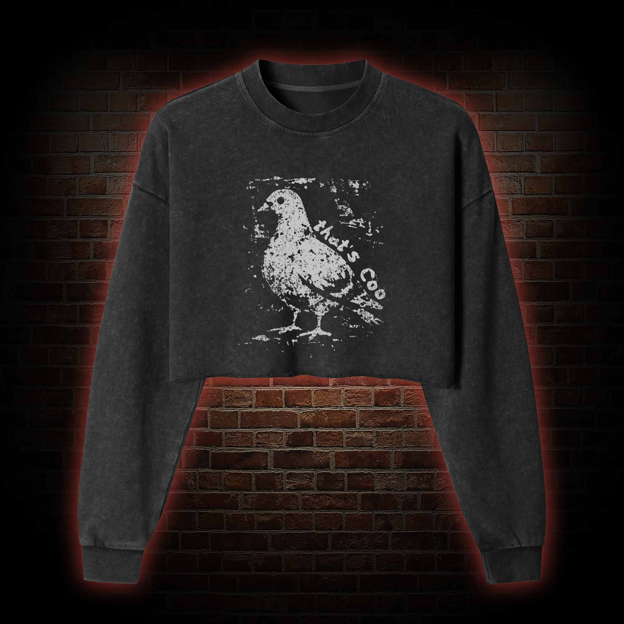 Pigeon Meme Washed Cropped Sweatshirts