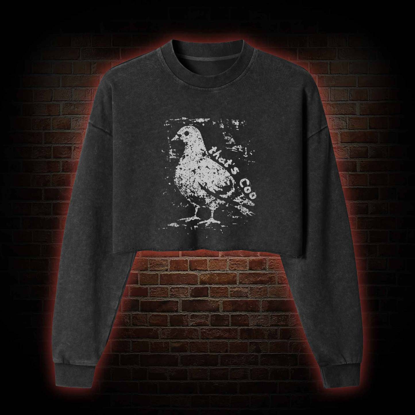 Pigeon Meme Washed Cropped Sweatshirts