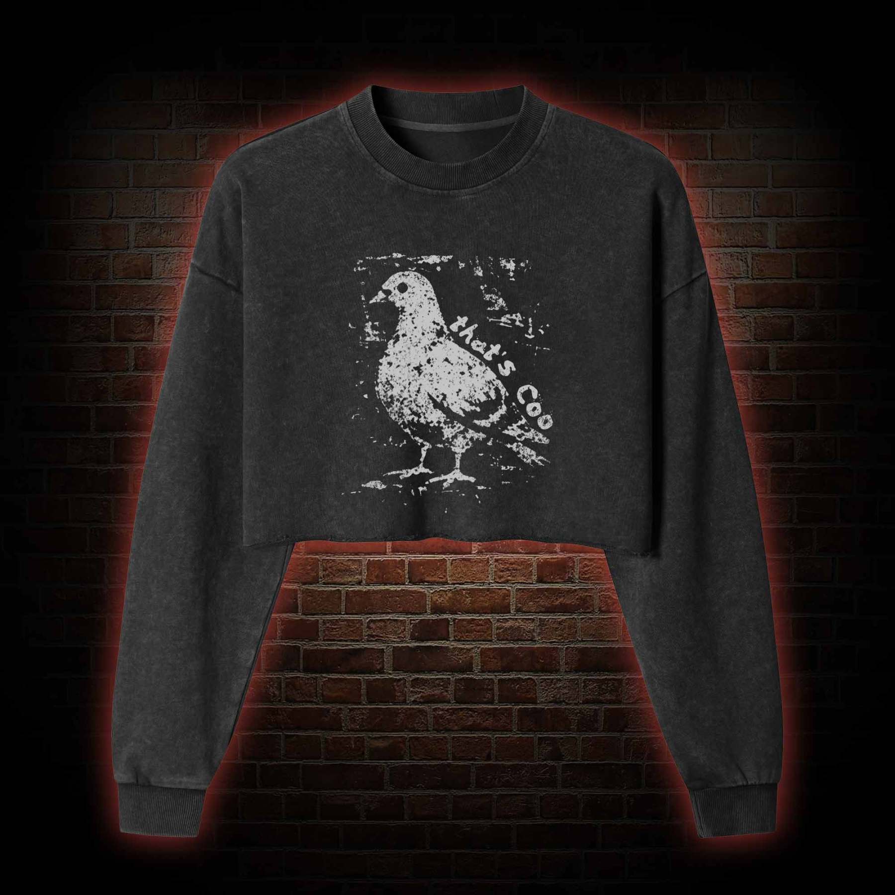 Pigeon Meme Washed Cropped Sweatshirts
