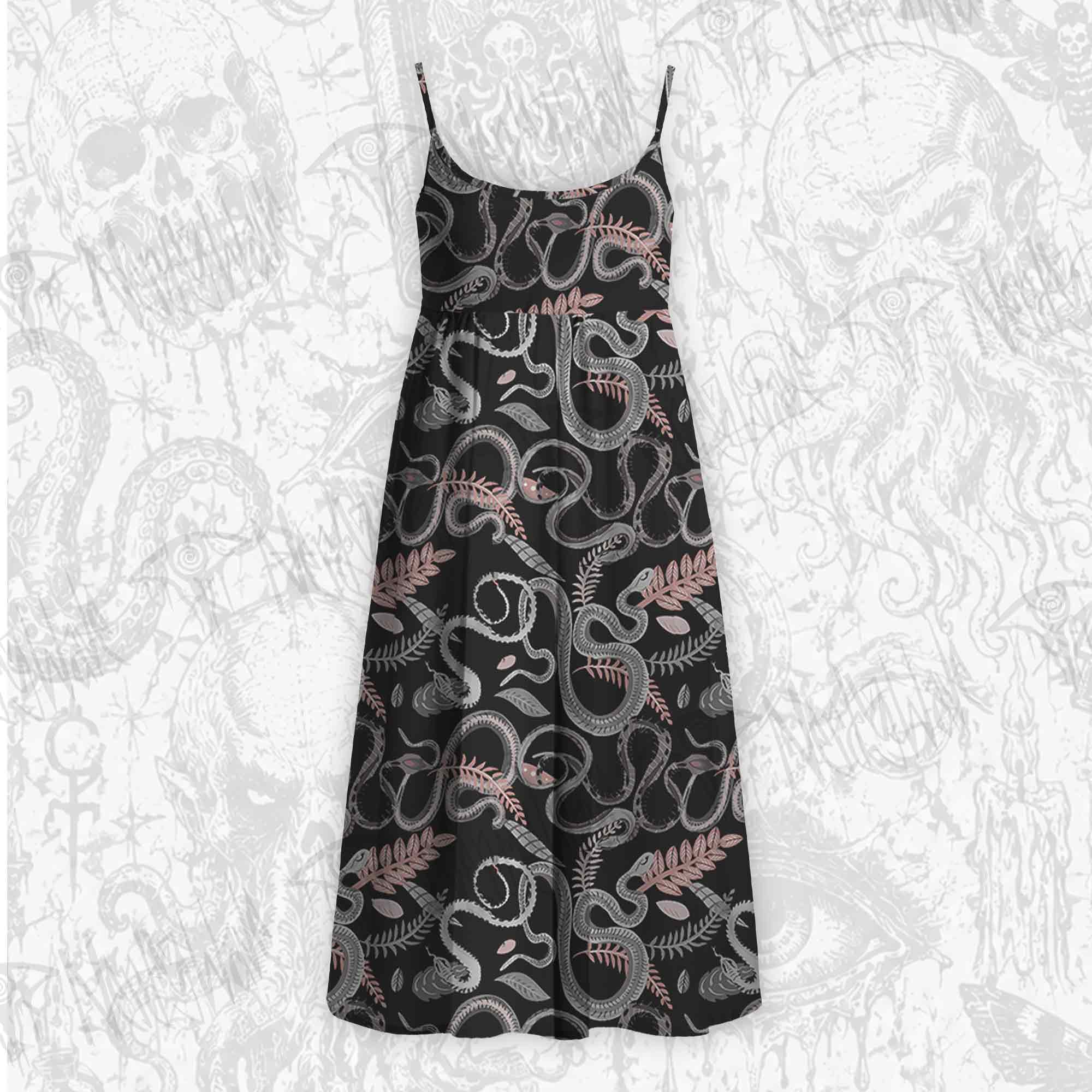 Snakes and Flowers Strap Midi Sundress