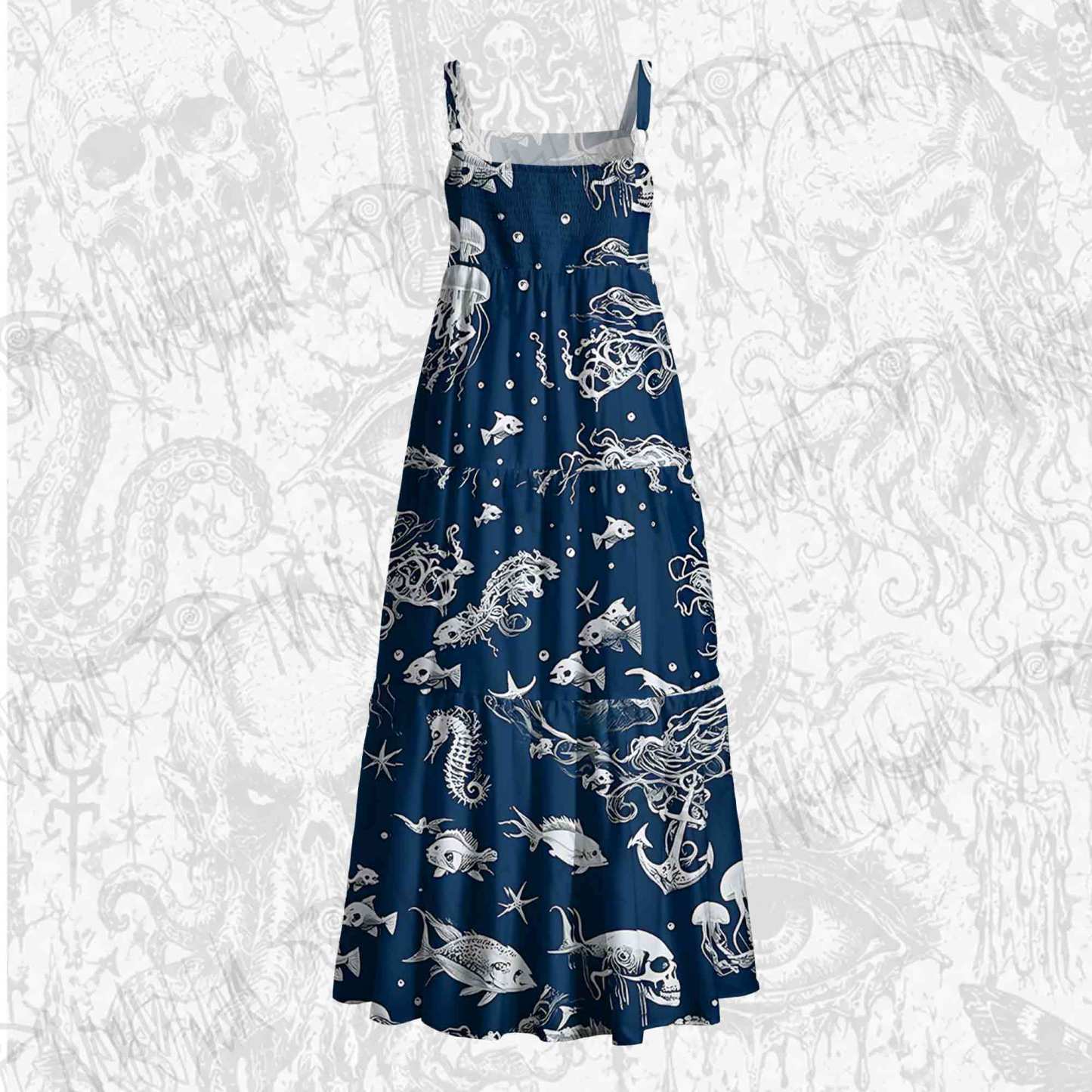 Abyssal Echoes Wide Straps Maxi Dress