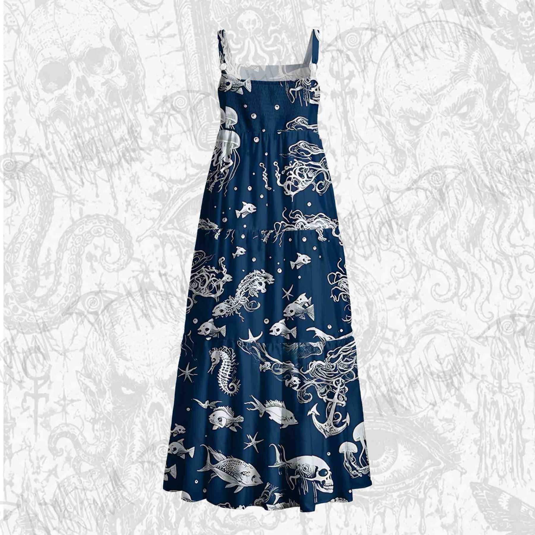 Abyssal Echoes Wide Straps Maxi Dress