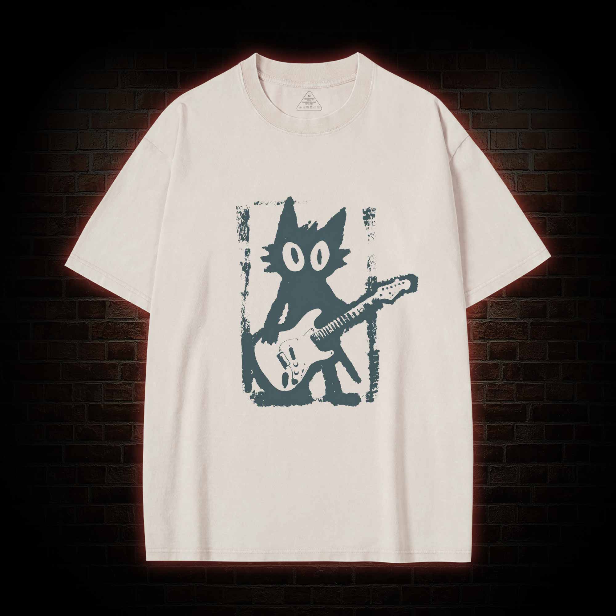Rock and Roll Cat Washed T-shirt
