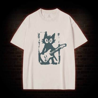 Rock and Roll Cat Washed T-shirt