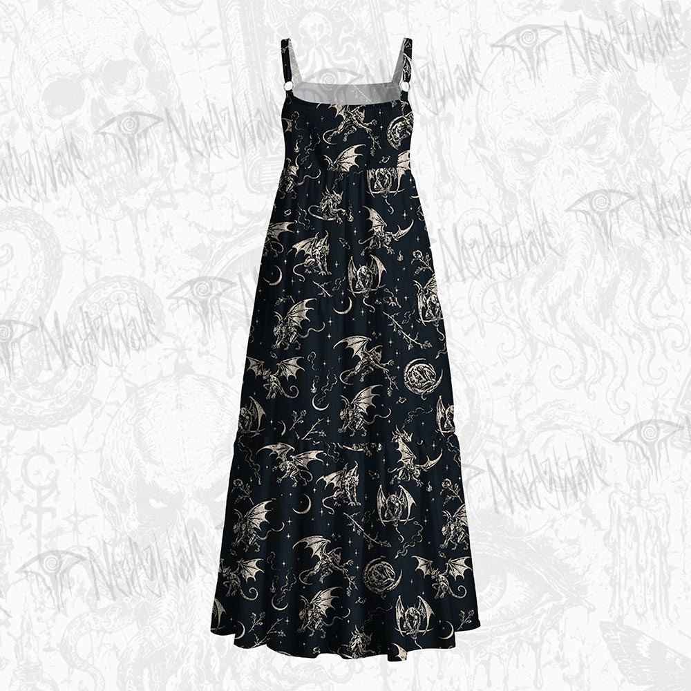 Gargoyle & Demon Wide Straps Maxi Dress
