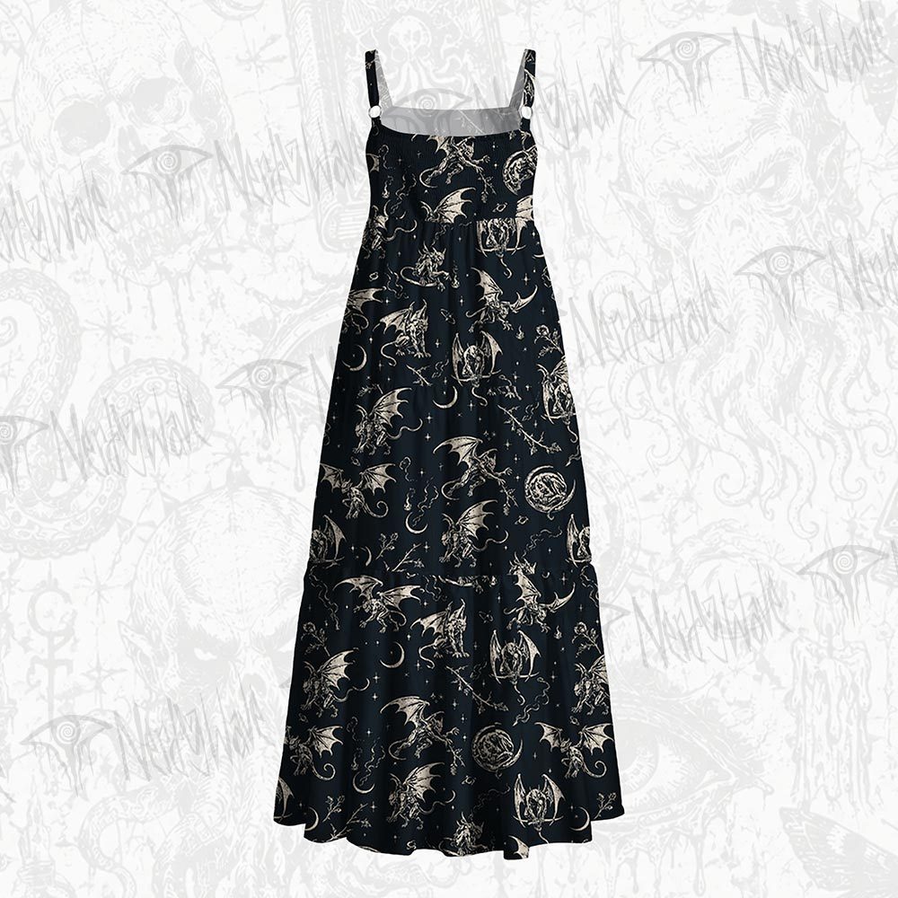 Gargoyle & Demon Wide Straps Maxi Dress