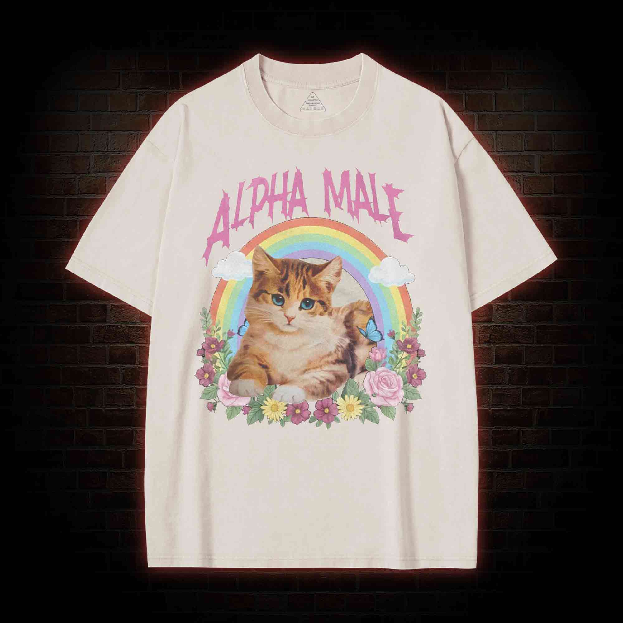 Alpha Male Funny Kitten Washed T-shirt