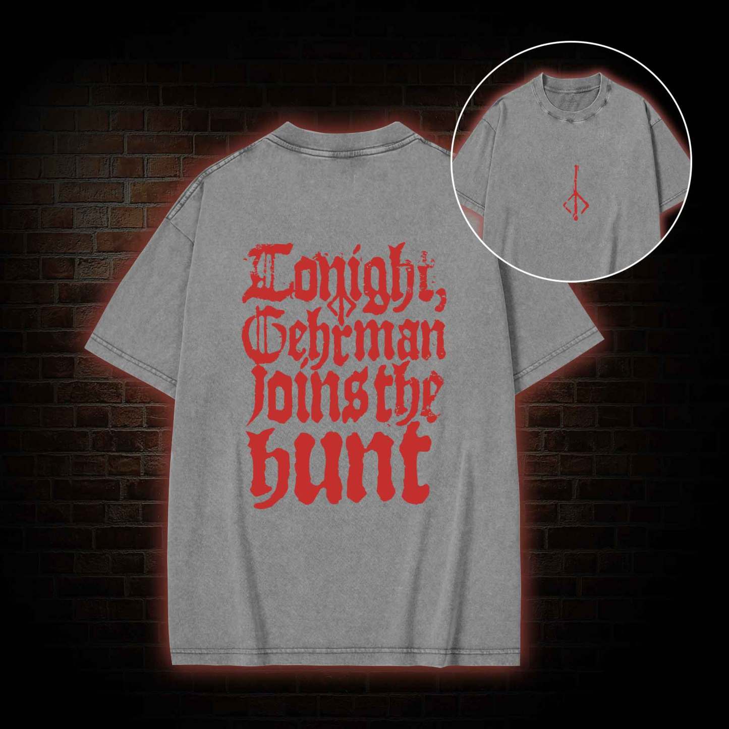 Gehrman Joins The Hunt Back Print Washed T-shirt