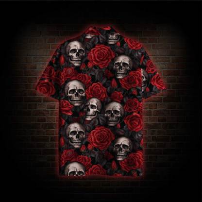 Skull and Roses Hawaiian Shirt