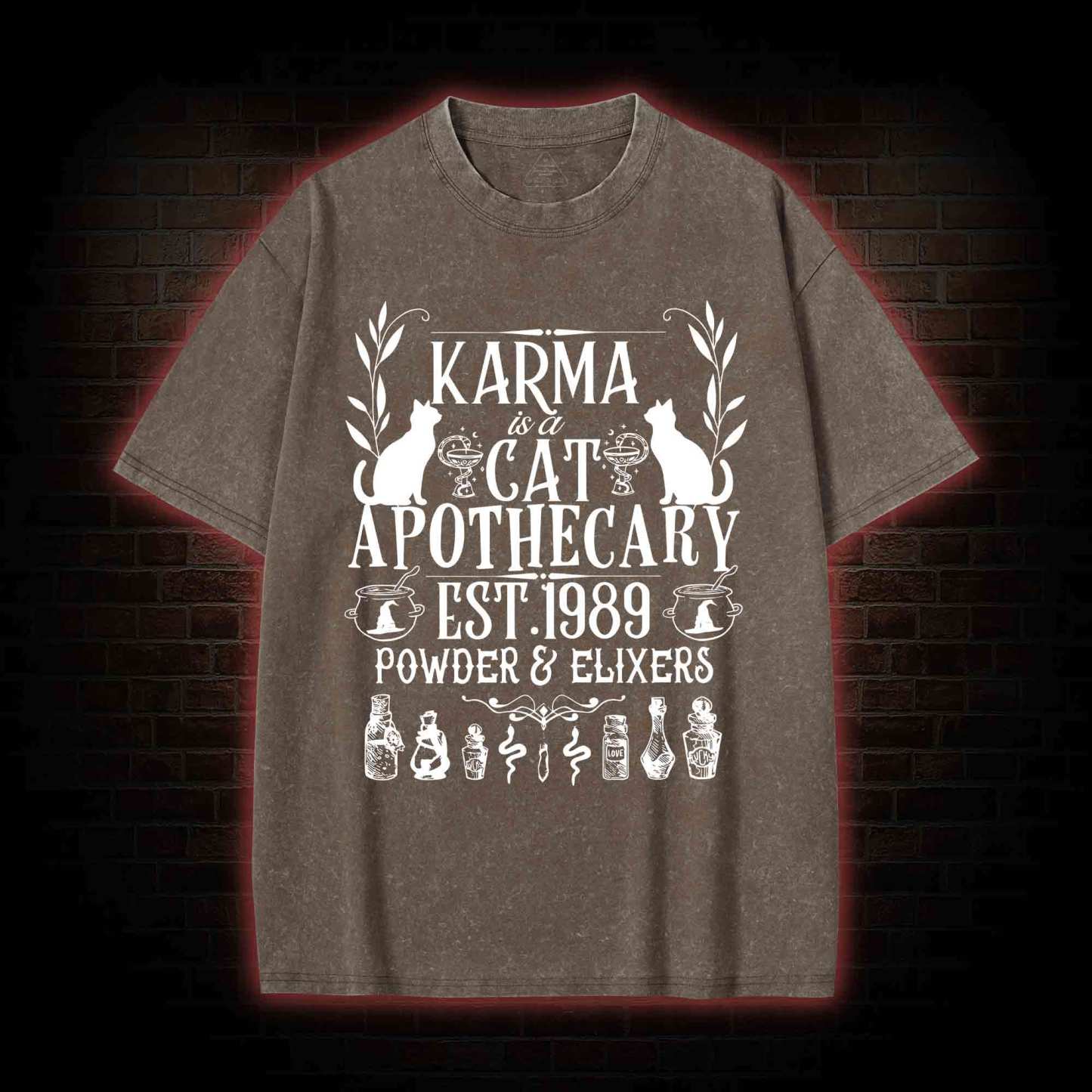 Karma Is A Cat Apothecary Washed T-shirt