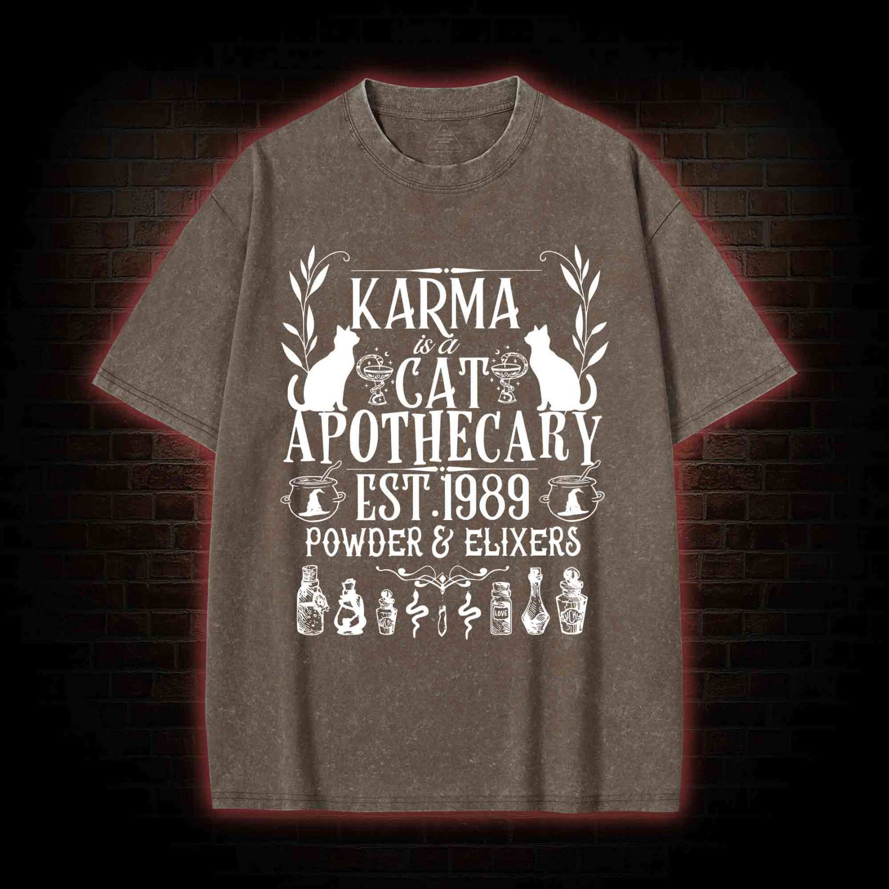 Karma Is A Cat Apothecary Washed T-shirt