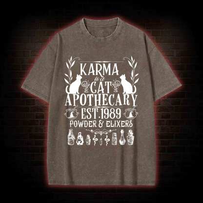 Karma Is A Cat Apothecary Washed T-shirt