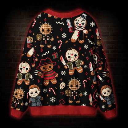 Funny Gingerbread Slasher Cardigan Sweater