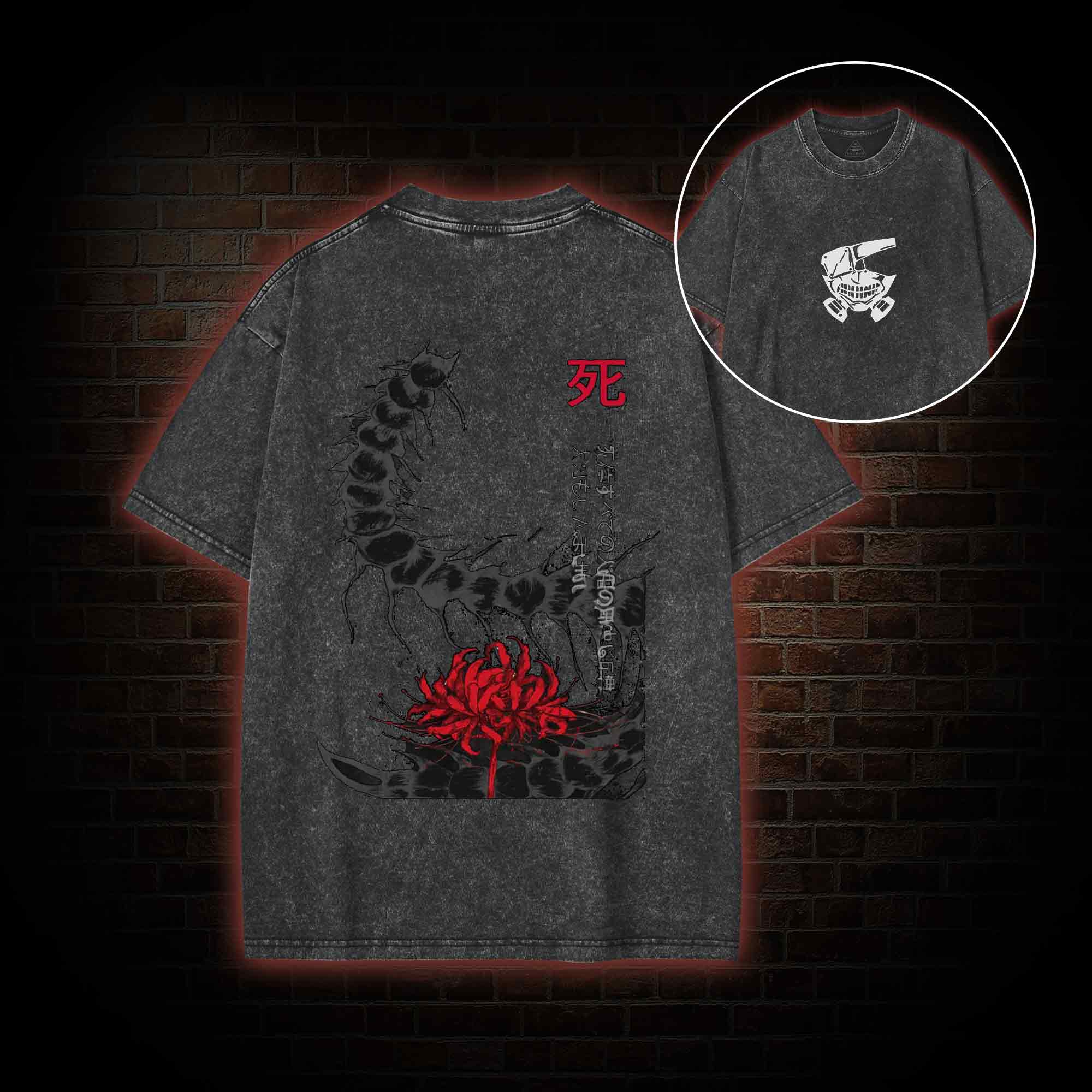 3304 Back Print Washed T-shirt