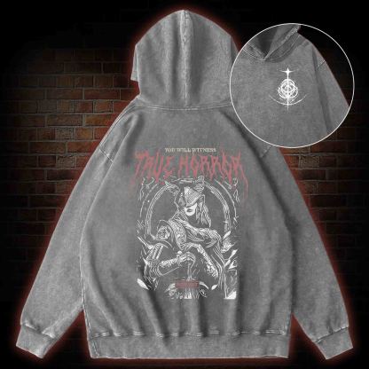 True Horror Back Print Washed Hoodie