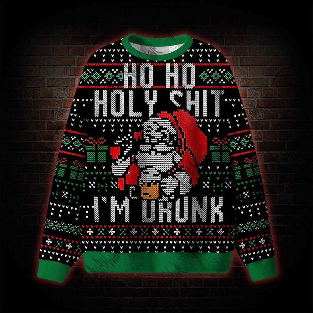 Santa Claus Ho Ho Holy Shit I’m Drunk Ugly Sweatshirts