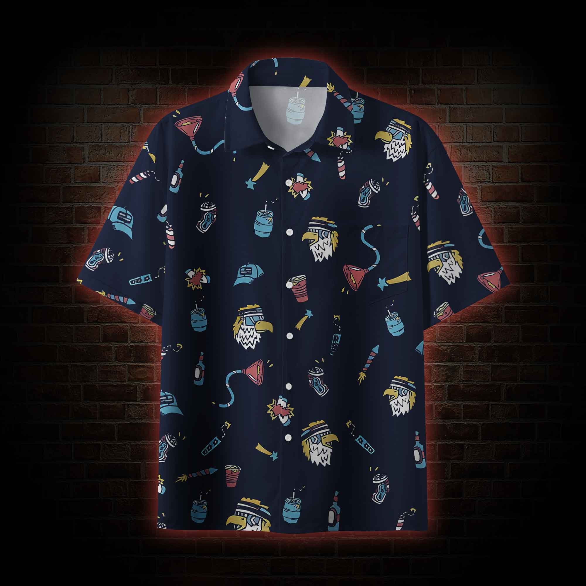 Bald Eagle and Independence Day Button-Up Shirt