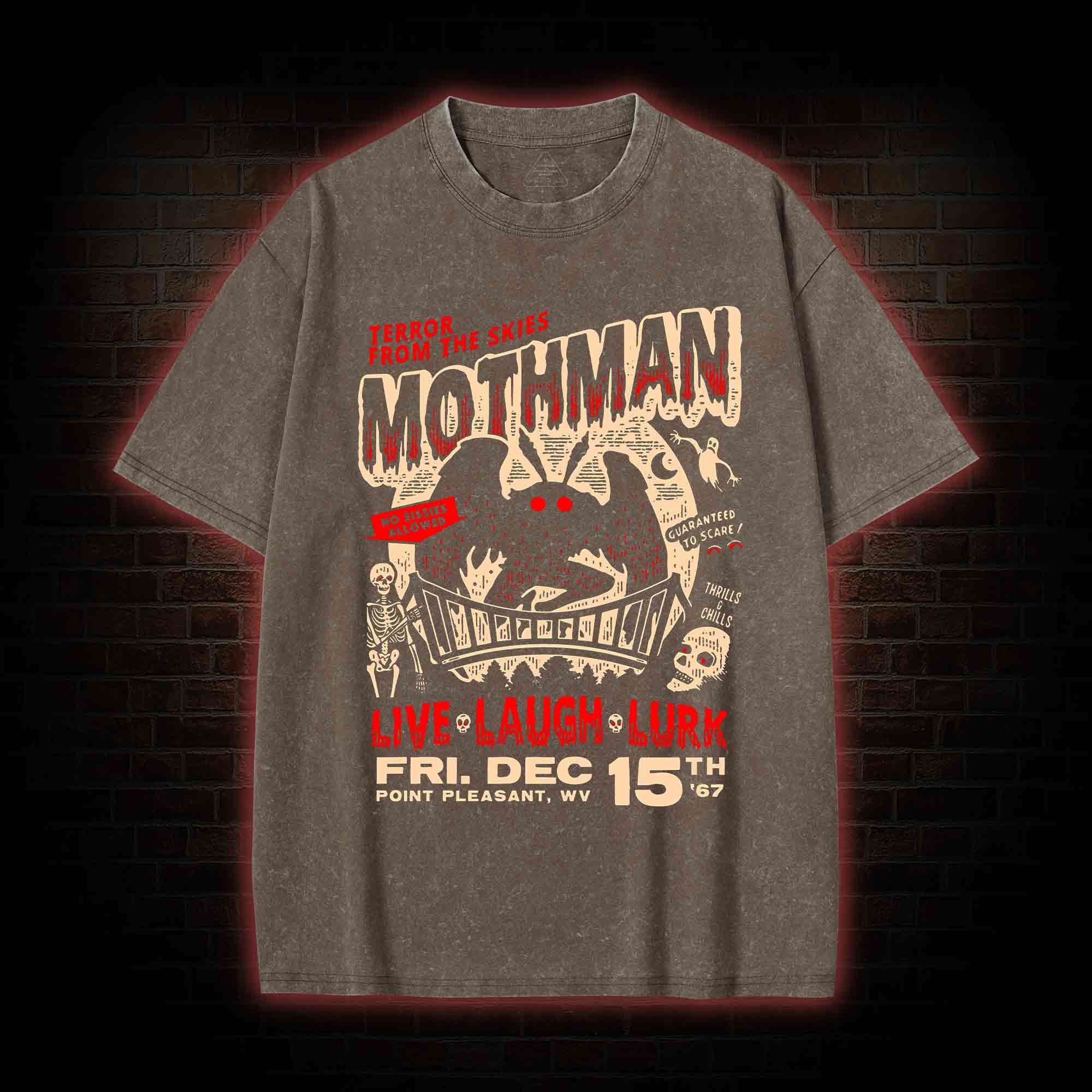Mothman Live Laugh Lurk Washed T-Shirt
