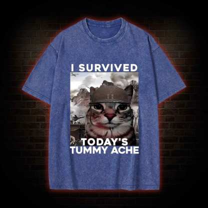 I Survived Today's Tummy Ache Washed T-shirt