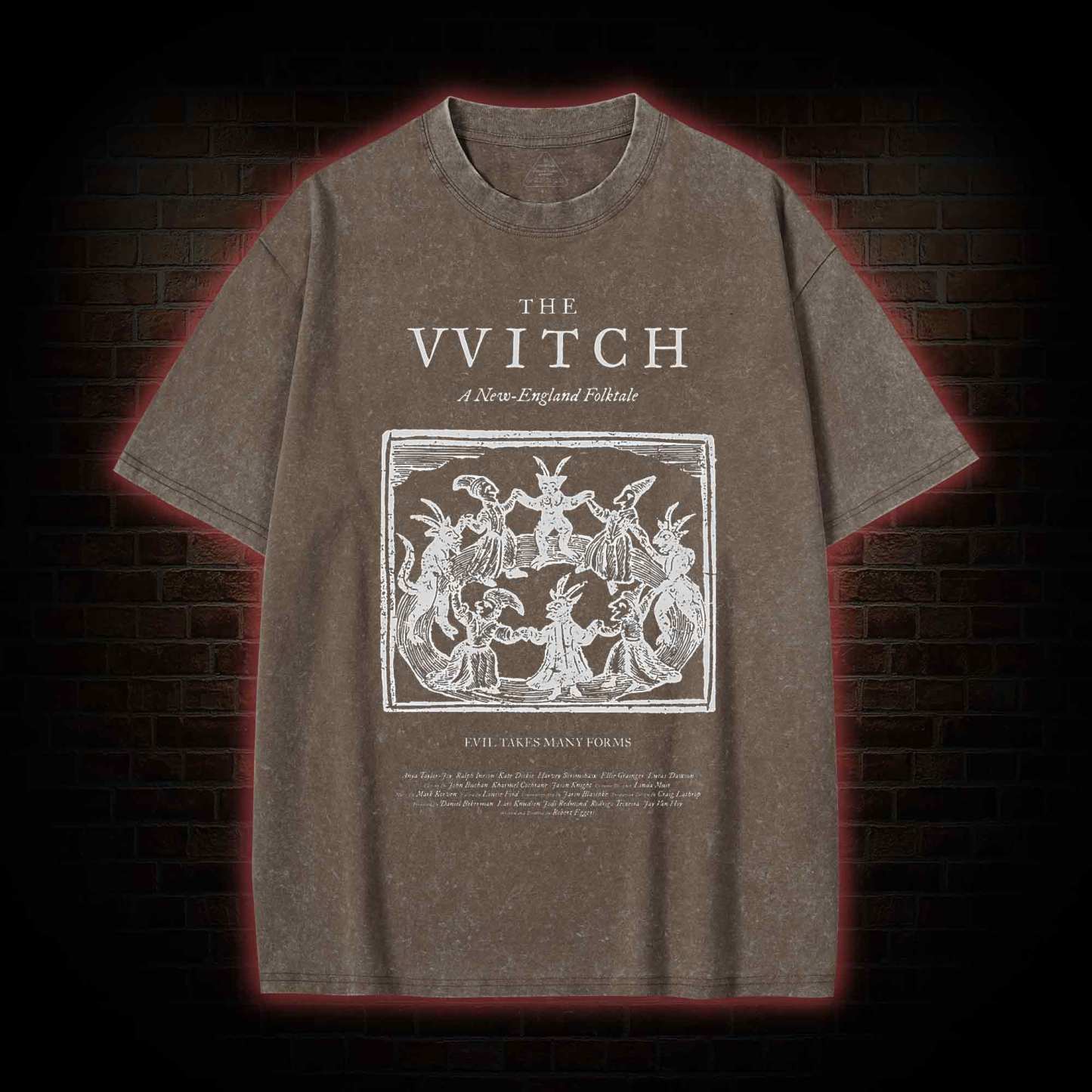 The Witch Retro Horror Folk Washed T-shirt