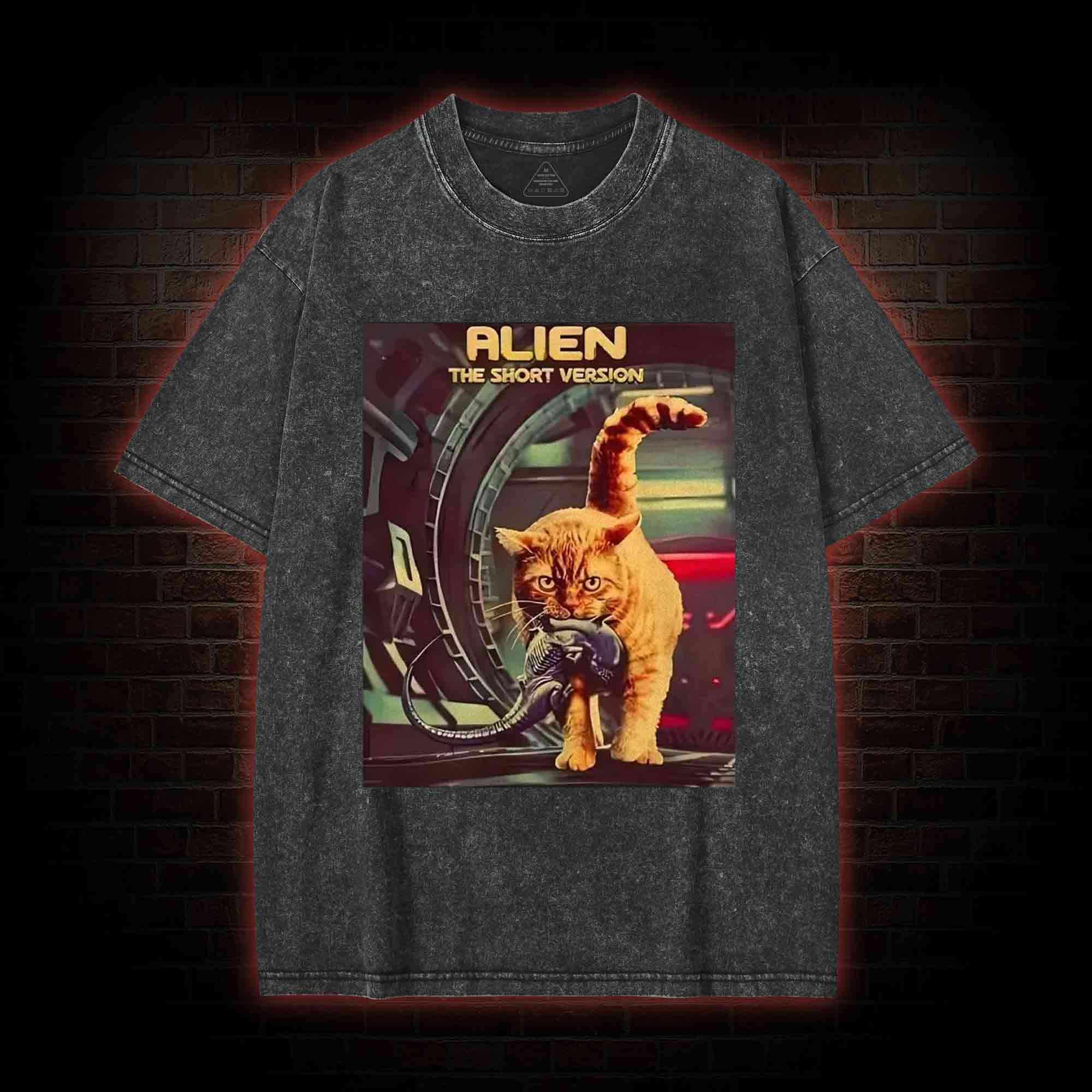 Alien Cat Washed T-shirt