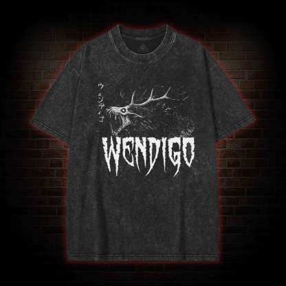 Wendigo Scary Monster Washed T-shirt