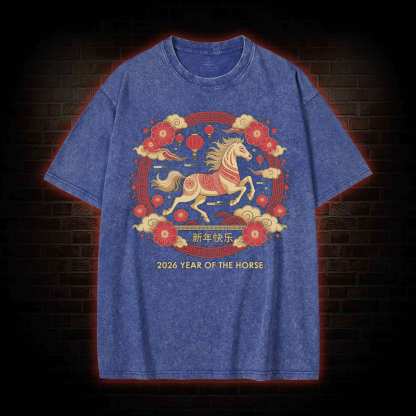 Chinese Horse New Year Washed T-shirt