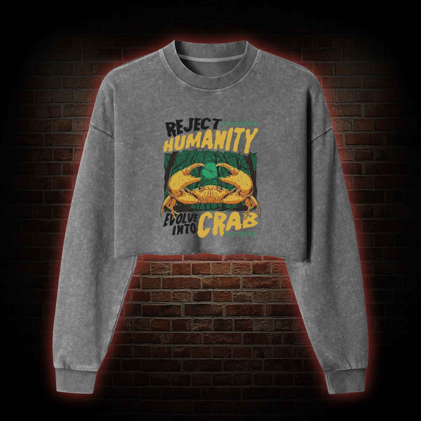 Reject Humanity Crab Washed Cropped Sweatshirts