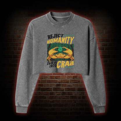Reject Humanity Crab Washed Cropped Sweatshirts