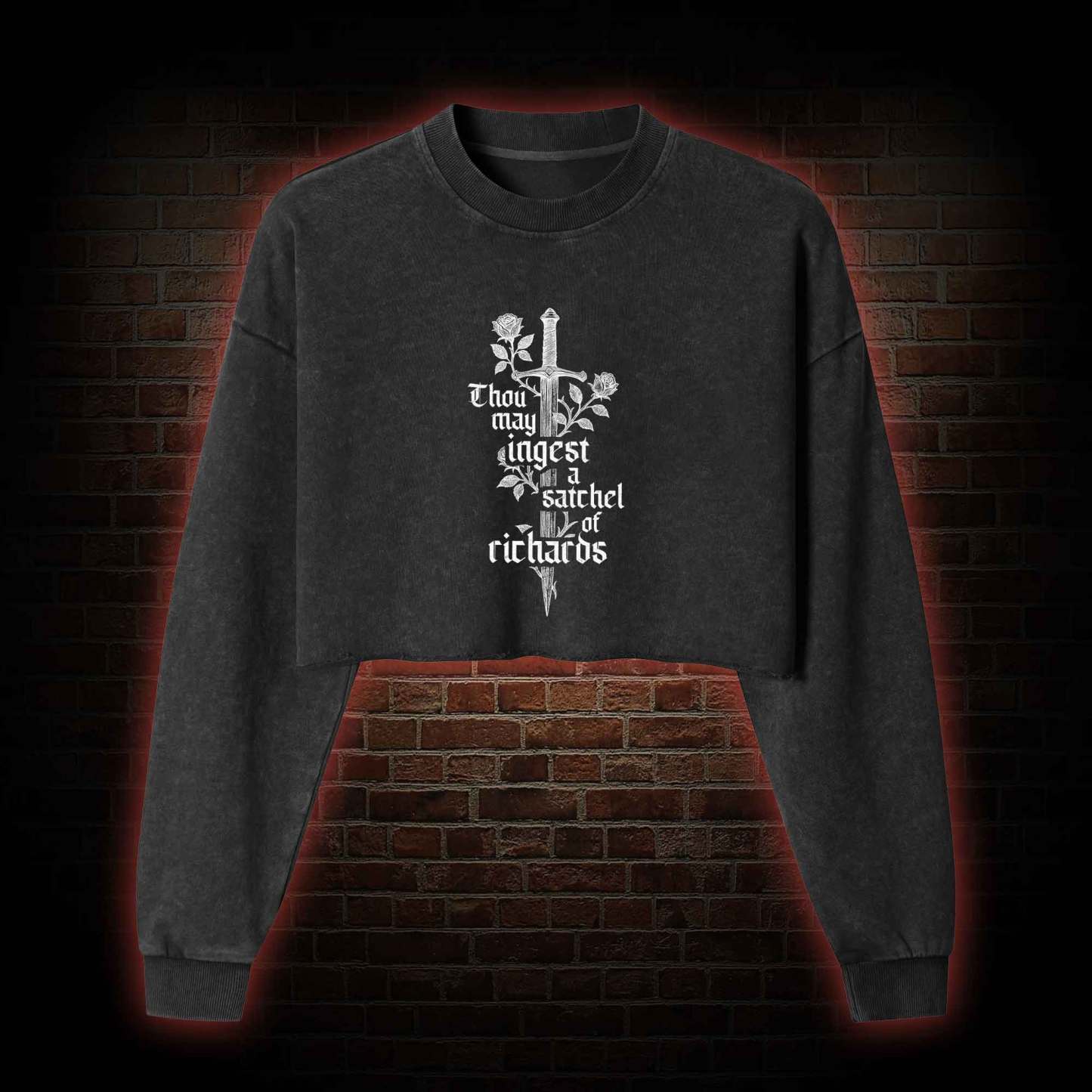 Thou May Ingest a Satchel of Richards Washed Cropped Sweatshirts