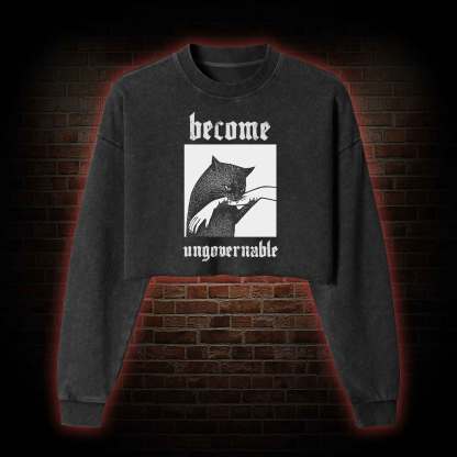 Silly Cats Washed Cropped Sweatshirts