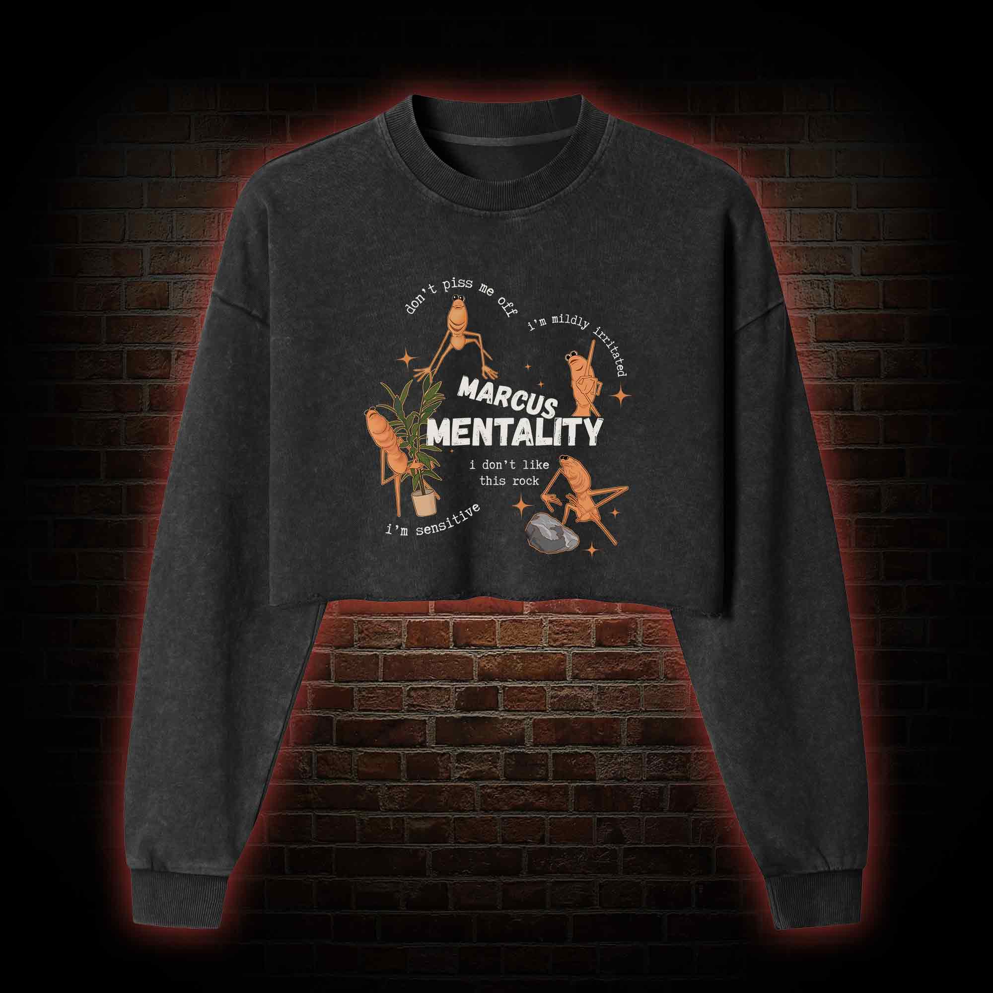 Marcus the Worm Washed Cropped Sweatshirts