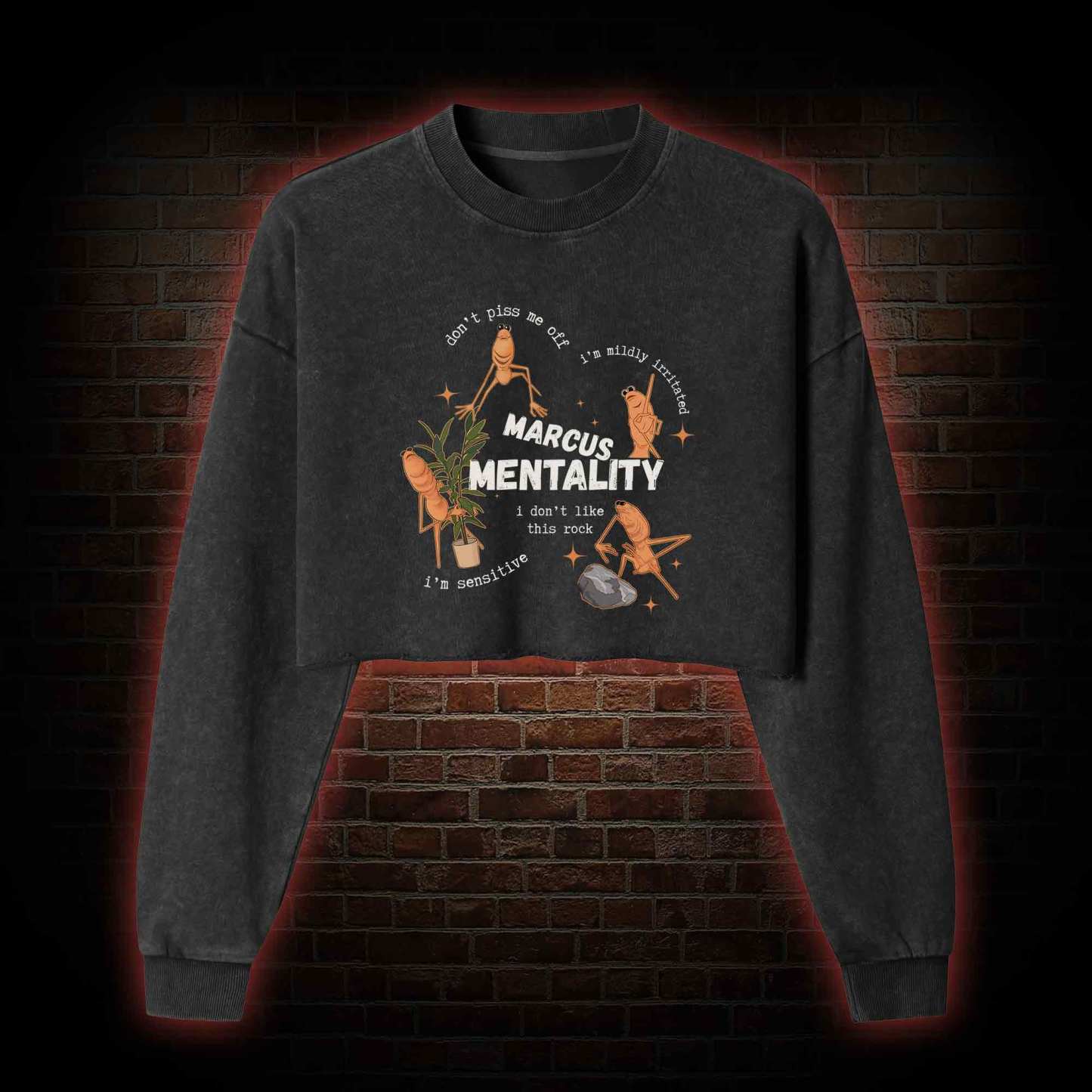 Marcus the Worm Washed Cropped Sweatshirts