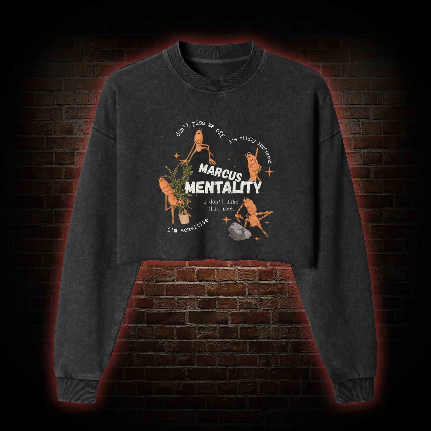 Marcus the Worm Washed Cropped Sweatshirts