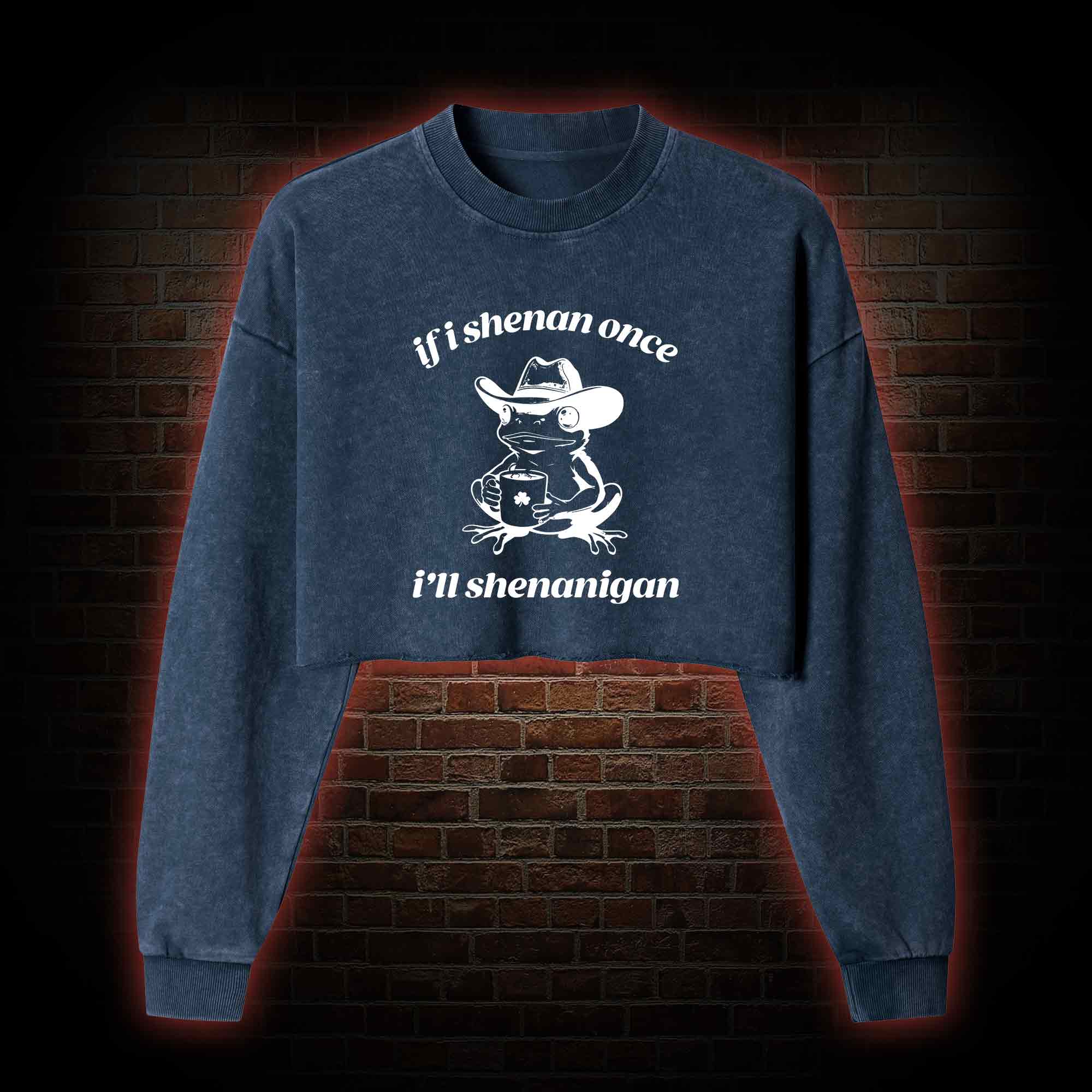 If I Shenan Once I'll Shenanigan Washed Cropped Sweatshirts