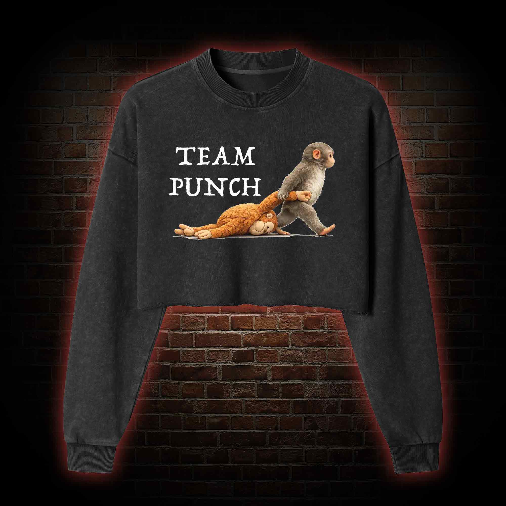 Team Punch Washed Cropped Sweatshirts