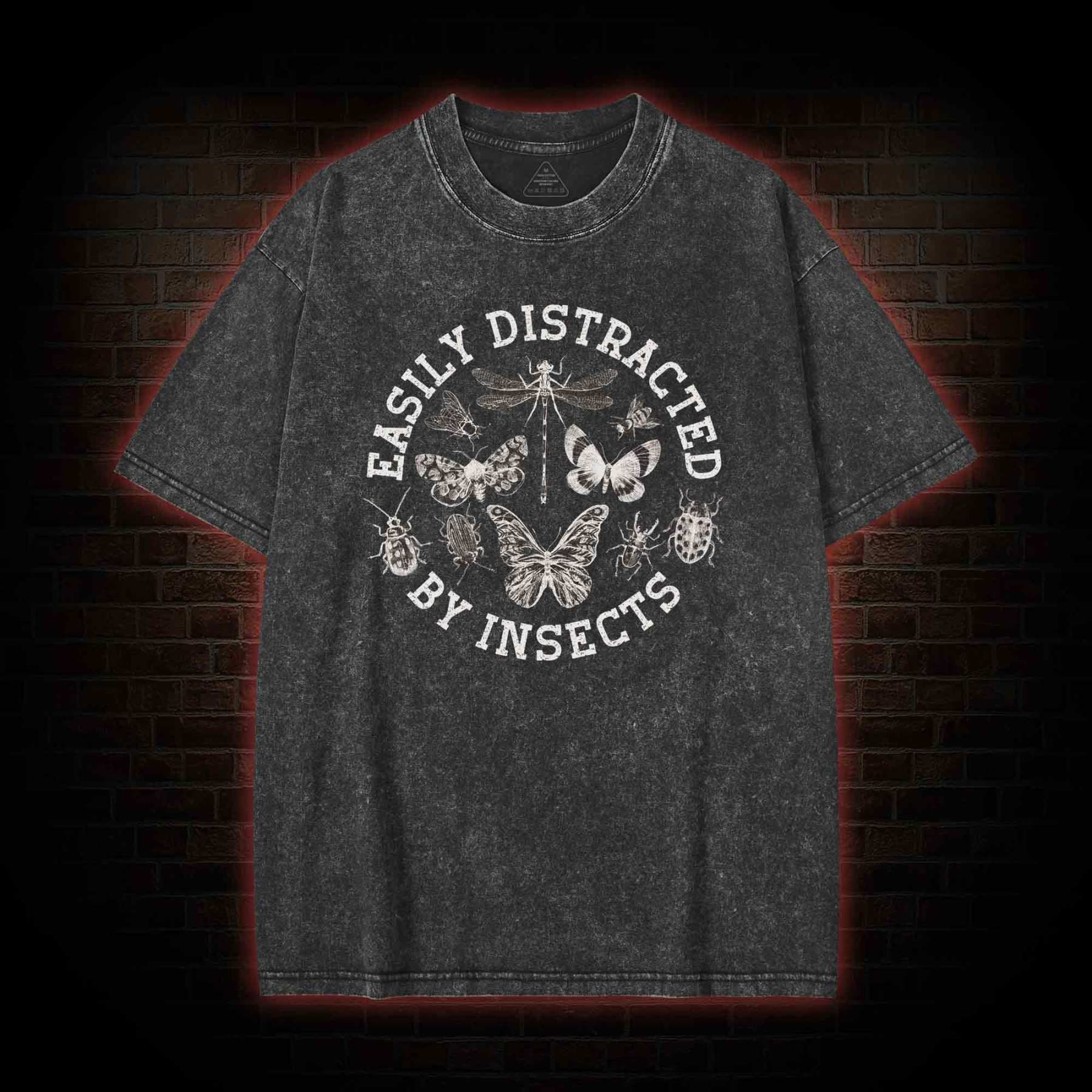 Insect Vintage Washed T-shirt with Dark Style