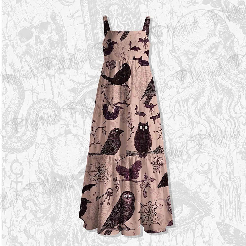 Owls Wide Straps Maxi Dress