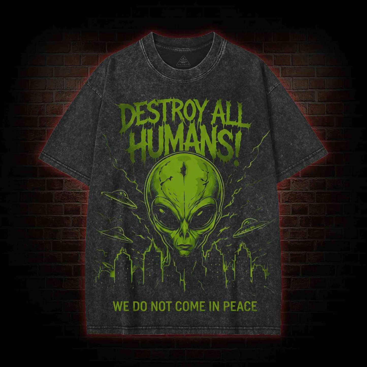 Destroy all Humans  Streetwear Washed T-shirt
