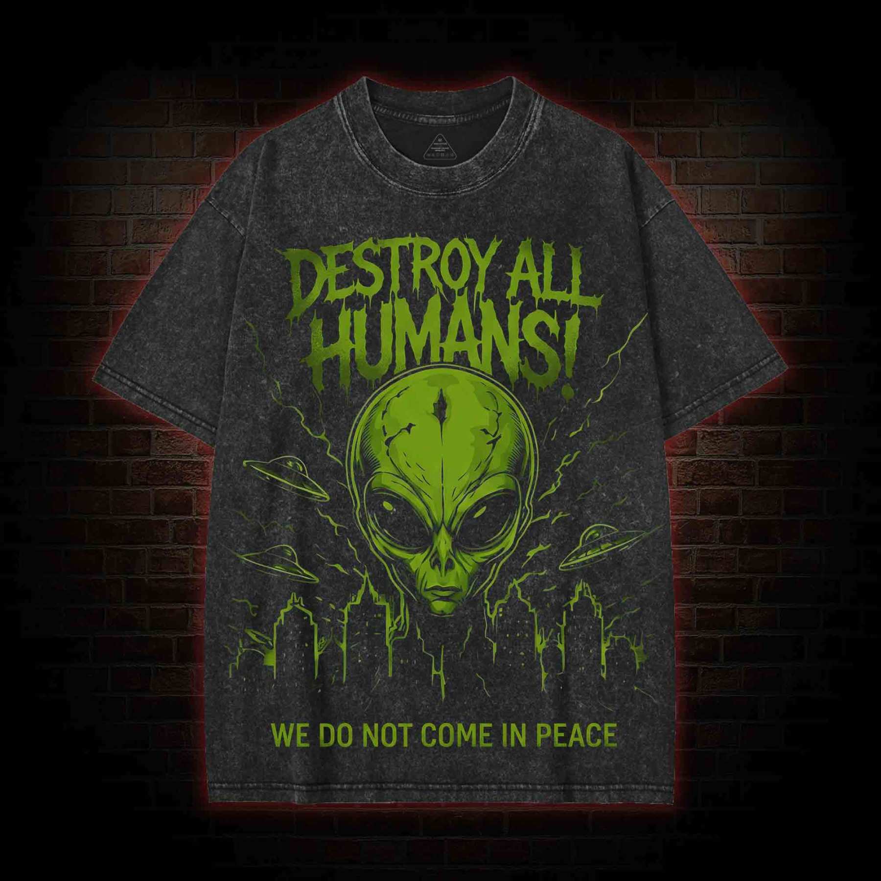 Destroy all Humans  Streetwear Washed T-shirt