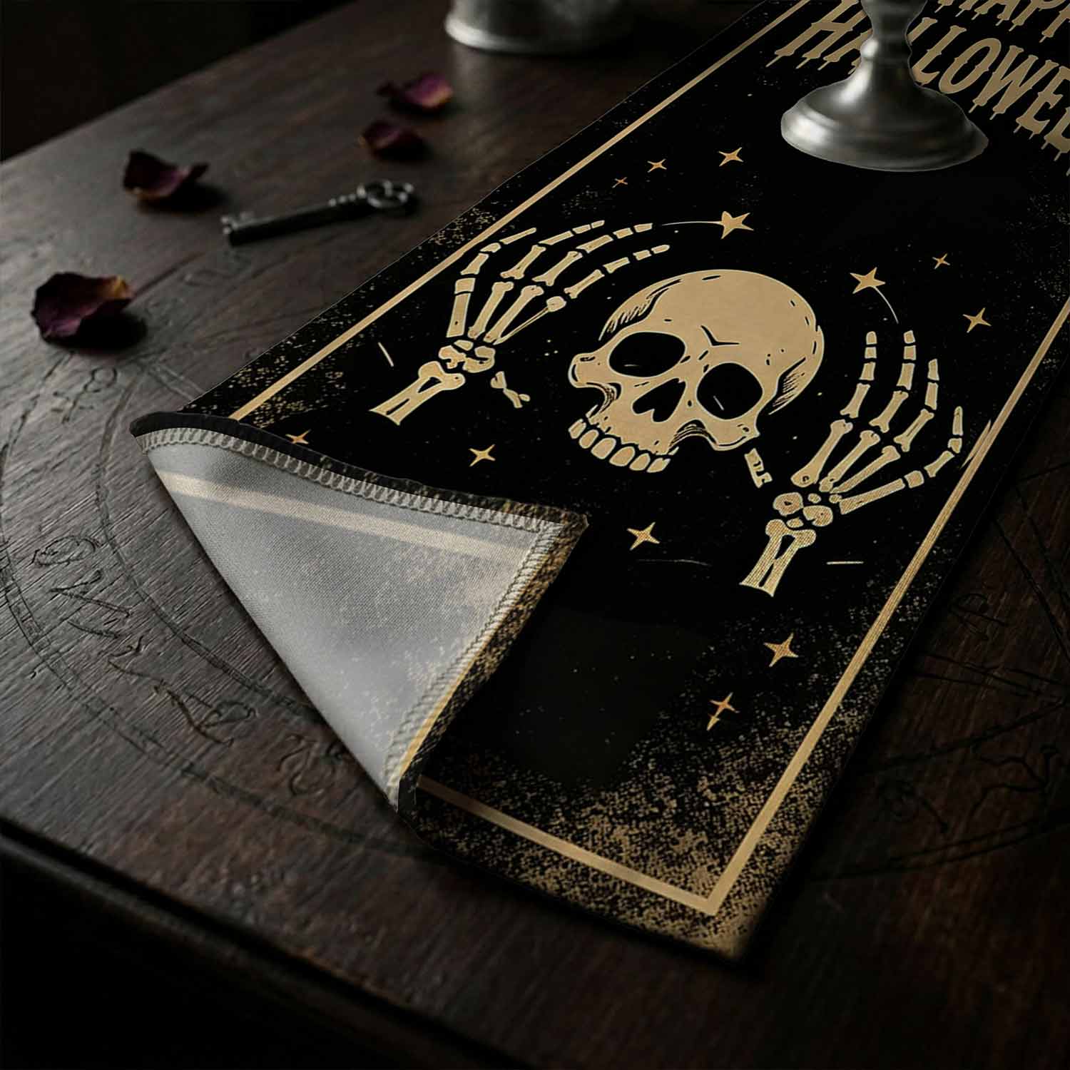 Happy Halloween Skull Table Runner